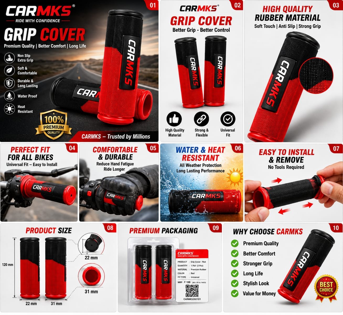 CARMKS260101-GRIP COVER RED
